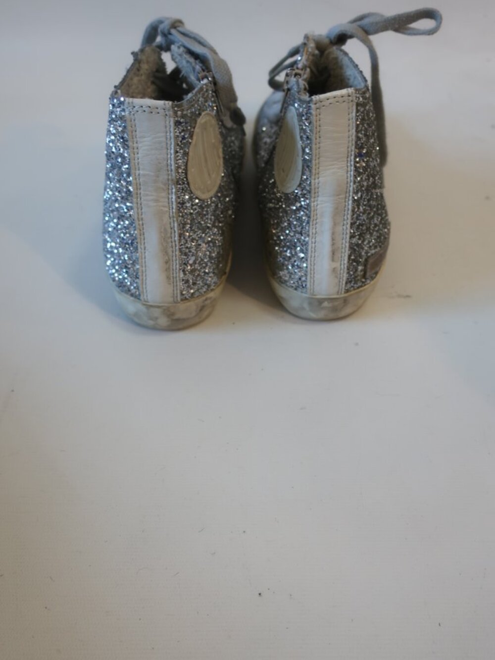 Womens Golden Goose Francy Silver Glitter High Top Sneakers EUR 39/US 9 - Picture 5 of 12